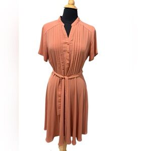 Nanette Lepore Pink Peach Button-Down Knee-Length Classic Dress-size 12